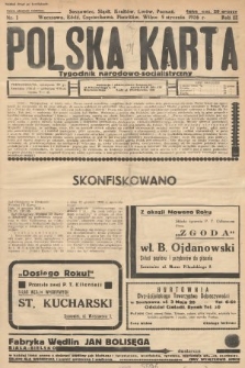 Polska Karta : tygodnik narodowo-socjalistyczny. 1936, nr 1 (nakład drugi po konfiskacie)