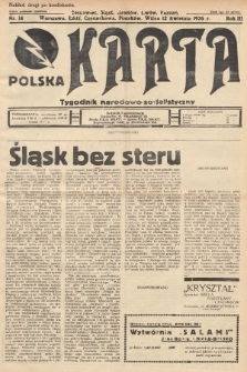 Polska Karta : tygodnik narodowo-socjalistyczny. 1936, nr 14 (nakład drugi po konfiskacie)