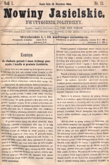 Nowiny Jasielskie : dwutygodnik polityczny. 1884, nr 12