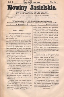Nowiny Jasielskie : dwutygodnik polityczny. 1884, nr 13