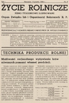 Życie Rolnicze : pismo tygodniowe ilustrowane : organ Związku Izb i Organizacyj Rolniczych R.P. 1936, nr 8