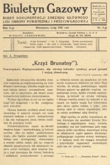 Biuletyn Gazowy Biura Dokumentacji Zarządu Głównego Ligi Obrony Powietrznej i Przeciwgazowej. 1931, nr 2