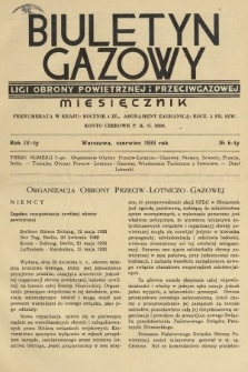 Biuletyn Gazowy Biura Dokumentacji Zarządu Głównego Ligi Obrony Powietrznej i Przeciwgazowej. 1933, nr 6