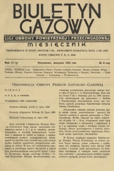 Biuletyn Gazowy Biura Dokumentacji Zarządu Głównego Ligi Obrony Powietrznej i Przeciwgazowej. 1933, nr 8