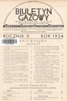 Biuletyn Gazowy : miesięcznik L. O. P. P. poświęcony zagadnieniom obrony przeciwlotniczo-gazowej. 1934, spis rzeczy