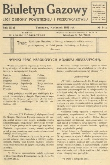 Biuletyn Gazowy Ligi Obrony Powietrznej i Przeciwgazowej. 1932, nr 4