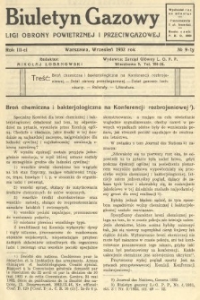 Biuletyn Gazowy Ligi Obrony Powietrznej i Przeciwgazowej. 1932, nr 9