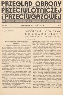 Przegląd Obrony Przeciwlotniczej i Przeciwgazowej : biuletyn gazowy. 1937, nr 1
