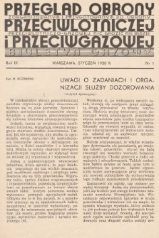 Przegląd Obrony Przeciwlotniczej i Przeciwgazowej : biuletyn gazowy. 1938, nr 1