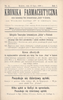 Kronika Farmaceutyczna : organ Galicyjskiego Tow. Farmaceutycznego „Unitas” w Krakowie. 1898, nr 4