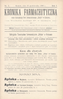 Kronika Farmaceutyczna : organ Galicyjskiego Tow. Farmaceutycznego „Unitas” w Krakowie. 1898, nr 7