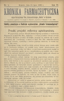 Kronika Farmaceutyczna : organ Galicyjskiego Tow. Farmaceutycznego „Unitas” w Krakowie. 1903, nr 7