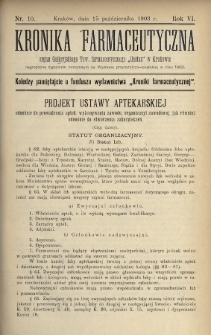 Kronika Farmaceutyczna : organ Galicyjskiego Tow. Farmaceutycznego „Unitas” w Krakowie. 1903, nr 10