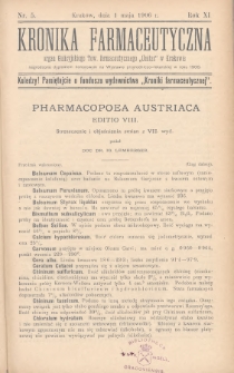 Kronika Farmaceutyczna : organ Galicyjskiego Tow. Farmaceutycznego „Unitas” w Krakowie. 1906, nr 5