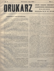Drukarz : organ Związku Drukarzy Zjednoczenia Zawodowego Polskiego. 1926, nr 2