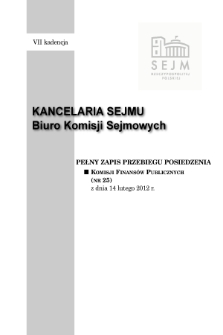 Pełny Zapis Przebiegu Posiedzenia Komisji Finansów Publicznych (nr 25) z dnia 14 lutego 2012 r.