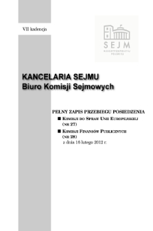 Pełny Zapis Przebiegu Posiedzenia Komisji Finansów Publicznych (nr 28) z dnia 16 lutego 2012 r.