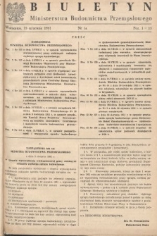 Biuletyn Ministerstwa Budownictwa Przemysłowego. 1951, nr 1a