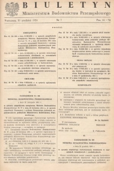 Biuletyn Ministerstwa Budownictwa Przemysłowego. 1951, nr 7