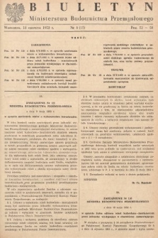 Biuletyn Ministerstwa Budownictwa Przemysłowego. 1952, nr 8