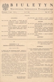 Biuletyn Ministerstwa Budownictwa Przemysłowego. 1952, nr 9