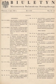 Biuletyn Ministerstwa Budownictwa Przemysłowego. 1953, nr 11