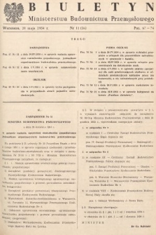 Biuletyn Ministerstwa Budownictwa Przemysłowego. 1954, nr 11