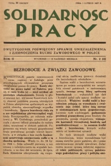 Solidarność Pracy : dwutygodnik poświęcony sprawie uniezależnienia i zjednoczenia ruchu zawodowego w Polsce. 1927, nr 2