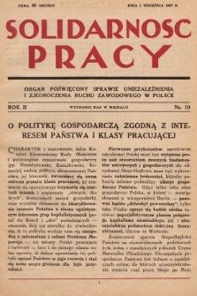 Solidarność Pracy : organ poświęcony sprawie uniezależnienia i zjednoczenia ruchu zawodowego w Polsce. 1927, nr 10