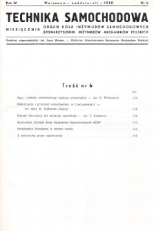 Technika Samochodowa : miesięcznik : organ Koła Inżynierów Samochodowych Stowarzyszenia Inżynierów Mechaników Polskich. 1938, nr 6