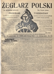 Żeglarz Polski : przegląd tygodniowy poświęcony sprawom żeglugi morskiej i rzecznej ze szczególnem uwzględnieniem potrzeb i zadań żeglugi polskiej. 1926, nr 6