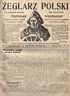 Żeglarz Polski : przegląd tygodniowy poświęcony sprawom żeglugi morskiej i rzecznej ze szczególnem uwzględnieniem potrzeb i zadań żeglugi polskiej. 1926, nr 33