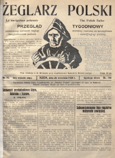 Żeglarz Polski : przegląd tygodniowy poświęcony sprawom żeglugi morskiej i rzecznej ze szczególnem uwzględnieniem potrzeb i zadań żeglugi polskiej. 1926, nr 36