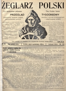 Żeglarz Polski : przegląd tygodniowy poświęcony sprawom żeglugi morskiej i rzecznej ze szczególnem uwzględnieniem potrzeb i zadań żeglugi polskiej. 1926, nr 37