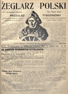 Żeglarz Polski : przegląd tygodniowy poświęcony sprawom żeglugi morskiej i rzecznej ze szczególnem uwzględnieniem potrzeb i zadań żeglugi polskiej. 1926, nr 43