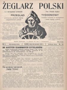 Żeglarz Polski : przegląd tygodniowy poświęcony sprawom żeglugi morskiej i rzecznej ze szczególnem uwzględnieniem potrzeb i zadań żeglugi polskiej. 1927, nr 4