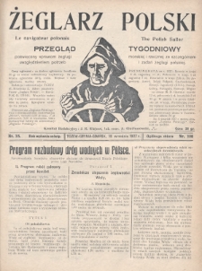 Żeglarz Polski : przegląd tygodniowy poświęcony sprawom żeglugi morskiej i rzecznej ze szczególnem uwzględnieniem potrzeb i zadań żeglugi polskiej. 1927, nr 35