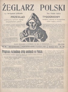 Żeglarz Polski : przegląd tygodniowy poświęcony sprawom żeglugi morskiej i rzecznej ze szczególnem uwzględnieniem potrzeb i zadań żeglugi polskiej. 1927, nr 38