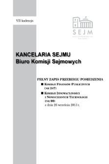 Pełny Zapis Przebiegu Posiedzenia Komisji Finansów Publicznych (nr 247) z dnia 26 września 2013 r.