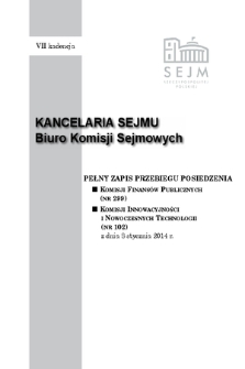 Pełny Zapis Przebiegu Posiedzenia Komisji Finansów Publicznych (nr 299) z dnia 8 stycznia 2014 r.