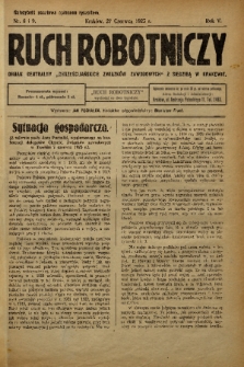 Ruch Robotniczy : organ centralny „Chrześcijańskich Związków Zawodowych” z siedzibą w Krakowie. 1925, nr 8-9