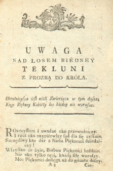 Uwaga Nad Losem Biedney Tekluni Z Prozbą Do Króla