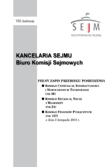 Pełny Zapis Przebiegu Posiedzenia Komisji Finansów Publicznych (nr 127) z dnia 3 listopada 2016 r.