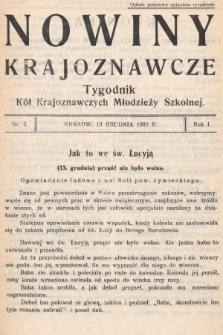 Nowiny Krajoznawcze : tygodnik kół krajoznawczych młodzieży szkolnej. 1931, nr 5