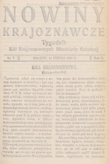 Nowiny Krajoznawcze : tygodnik kół krajoznawczych młodzieży szkolnej. 1931, nr 7