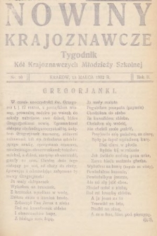 Nowiny Krajoznawcze : tygodnik kół krajoznawczych młodzieży szkolnej. 1931, nr 10