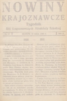 Nowiny Krajoznawcze : tygodnik kół krajoznawczych młodzieży szkolnej. 1931, nr 17