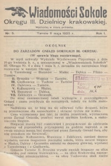 Wiadomości Sokole Okręgu III. Dzielnicy Krakowskiej. 1925, nr 5