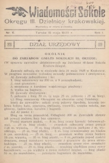 Wiadomości Sokole Okręgu III. Dzielnicy Krakowskiej. 1925, nr 6