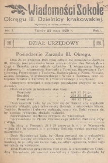 Wiadomości Sokole Okręgu III. Dzielnicy Krakowskiej. 1925, nr 7